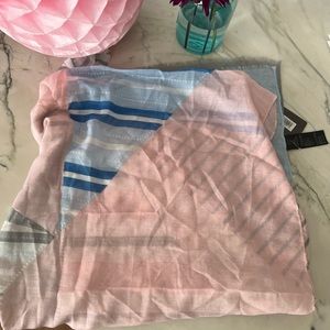 Amelie accessories scarf NWT colors gray white stripes blue pink